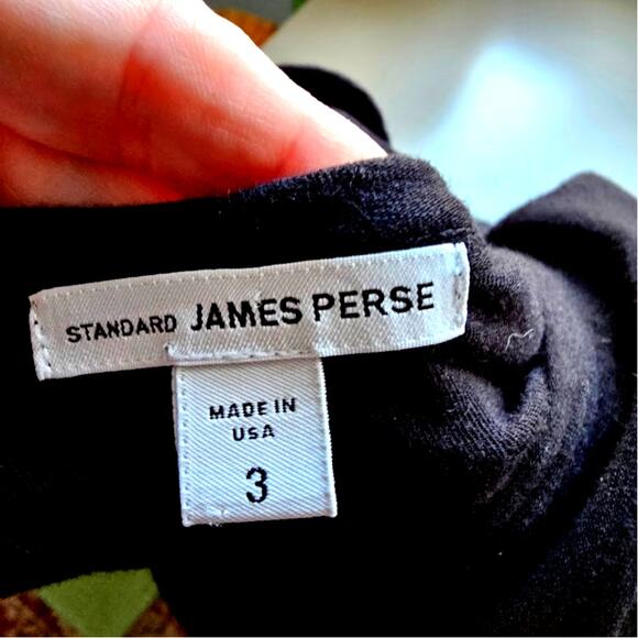 James Perse Black Cotton Tank Top Women’s 3 Ruched Side Stretch Knit USA Casual - Picture 7 of 9